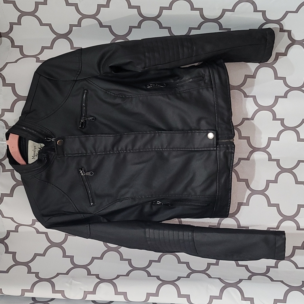 Girls black faux leather jacket